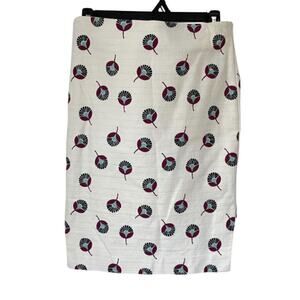 Ann Taylor LOFT Women's Size 2 White Multi-Color Floral‎ Woven Pencil Skirt